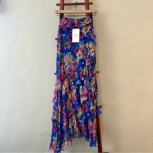 Sézane Carmela Wrap Skirt - Blue Floral (NWT, FR 36 / US 4)
